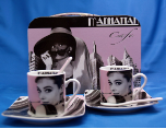 Audrey Hepburn Manhattan Cafe " Expresso Cup/Coaster/Spoon Set with Case"