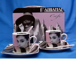 Audrey Hepburn Manhattan Cafe " Expresso Cup/Coaster/Spoon Set with Case" Audrey Hepburn Manhattan Cafe " Expresso Cup/Coaster/Spoon Set with Case"